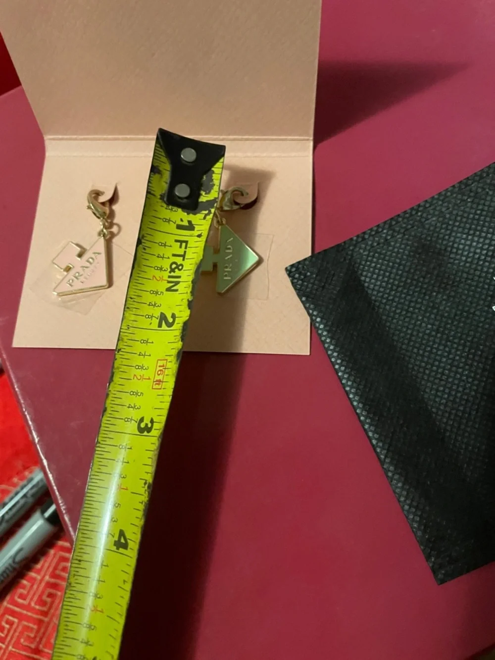 Prada Gold & Pink Enamel Logo Charm Set - Picture 7 of 15